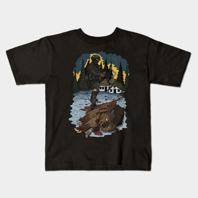 Ukrainian bear hunter. Kids T-Shirt by JJadx